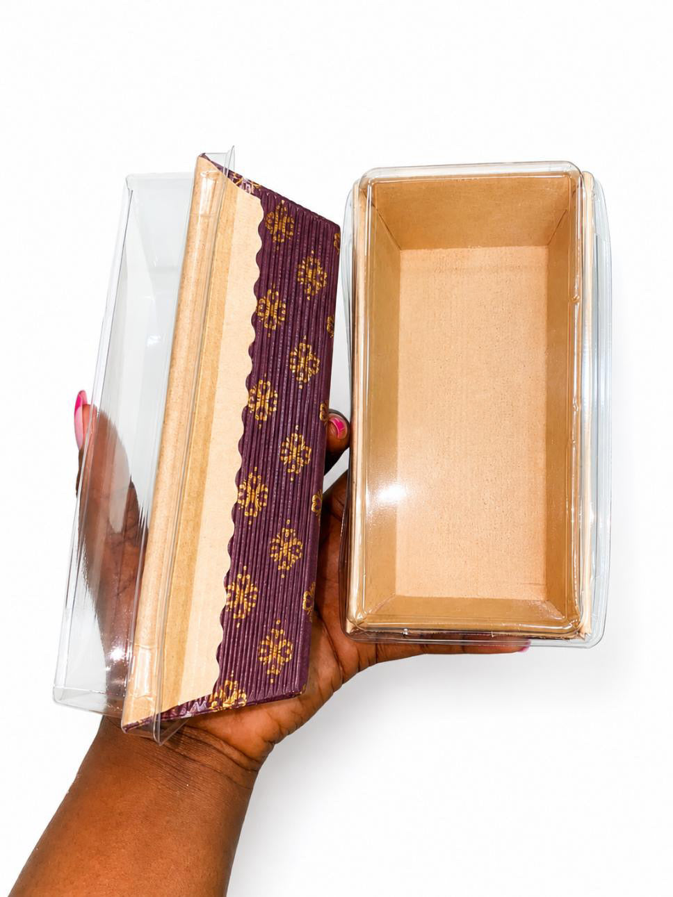 25pcs Paper loaf pan with transparent lid