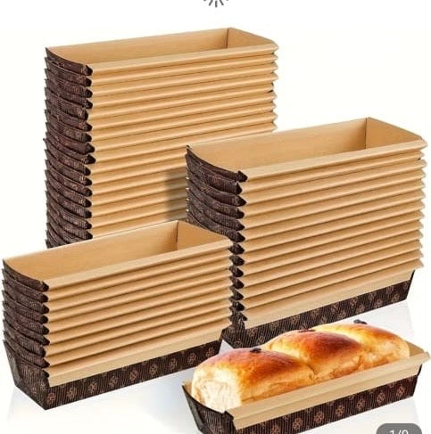 25pcs Paper loaf pan with transparent lid