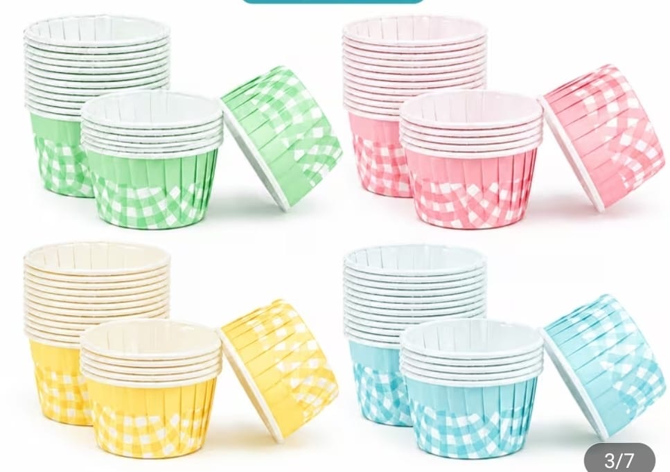 80pcs grid print Disposable dessert cups,